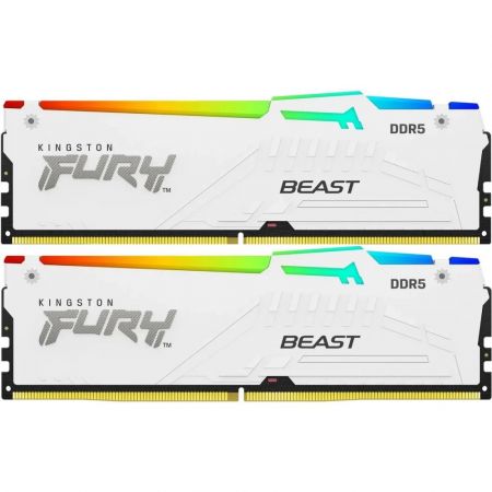 Модуль памяти DDR5 64Gb (2x32Gb Kit) Kingston 6000 Fury Beast White RGB KF560C30BWEAK2-64