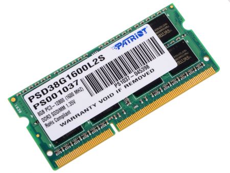 Производитель Patriot Код производителя PSD38G1600L2S Тип памяти DDR3 Форм-фактор памяти SO-DIMM Объем комплекта 8 ГБ Объем одного модуля 8 ГБ Количество модулей в комлекте 1 Тактовая частота, МГц 1600 Пропускная способность, МБ/с 12800 Тайминги 11-11-11