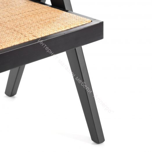 Кресло LOKI дерево вяз/ротанг, Чёрный, 50х50х84 см