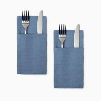 Набор конвертов для приборов Home collection blue - 2 шт., 22×10 см, 56% лён, 44% хлопок