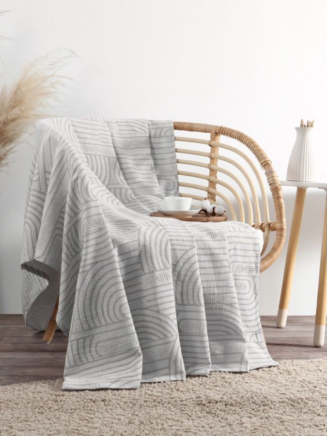 Плед «Этель» Cotton 150×240 см, серый, хлопок100%