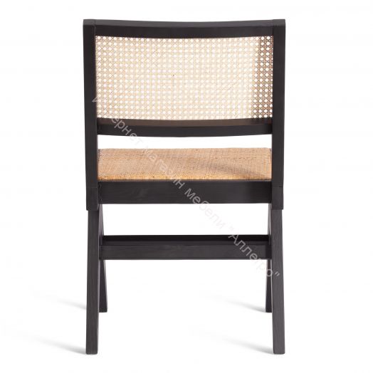 Стул LOKI дерево вяз/ротанг, 51х44х86 см, Чёрный