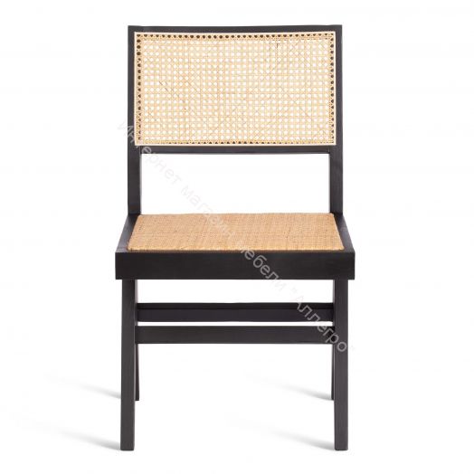 Стул LOKI дерево вяз/ротанг, 51х44х86 см, Чёрный