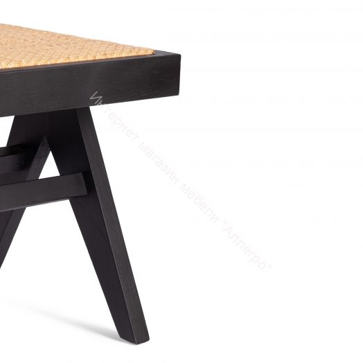 Стул LOKI дерево вяз/ротанг, 51х44х86 см, Чёрный