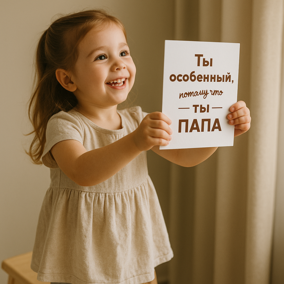 Деревянная открытка ты особенный потому что ты папа