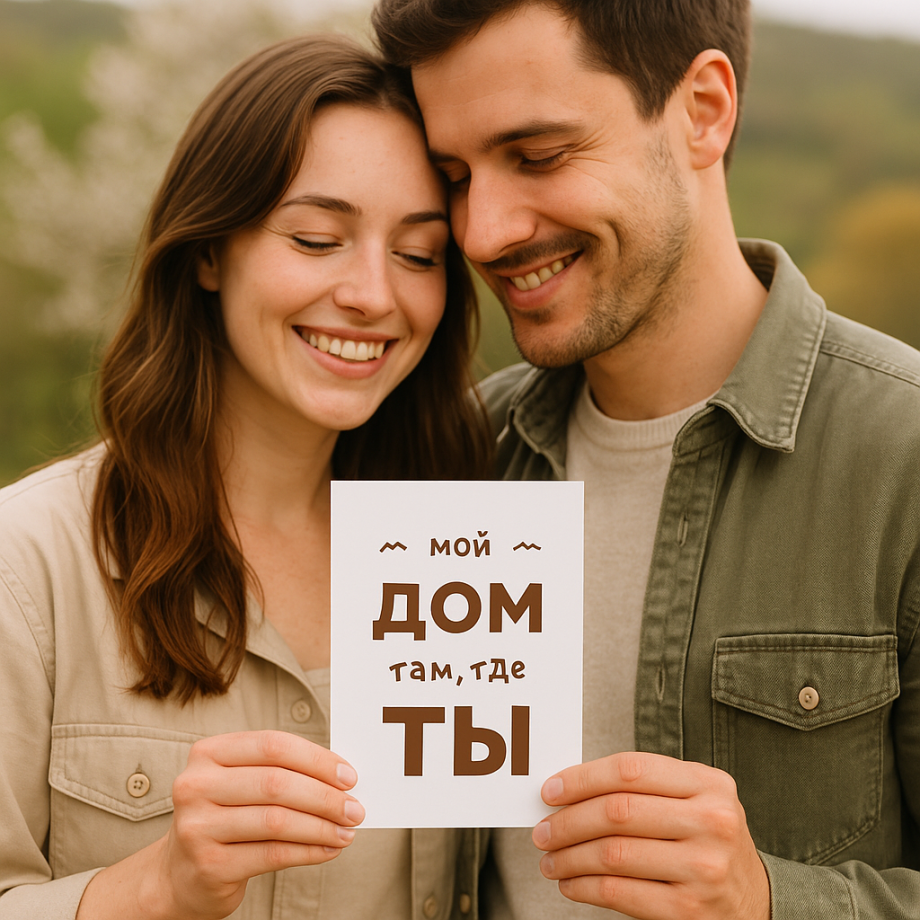 Деревянная открытка мой дом там где ты