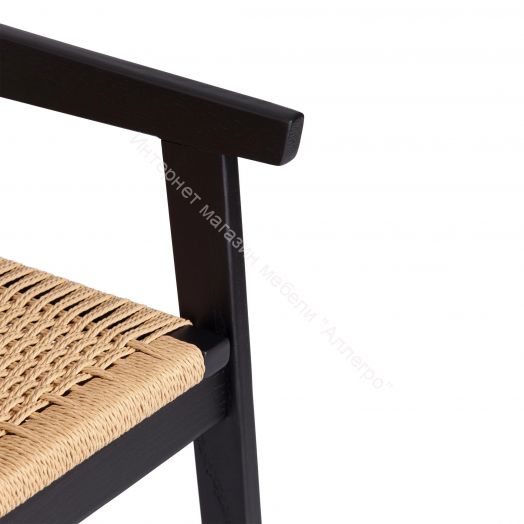 Стул VANHEIM дерево вяз/бечевка, Чёрный, 46х45х83 см