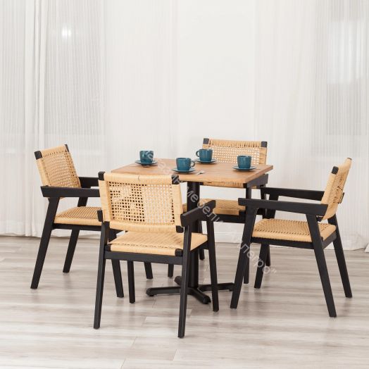 Стул VANHEIM дерево вяз/бечевка, Чёрный, 46х45х83 см