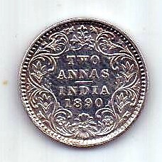 2 анны 1890 Индия Великобритания UNC