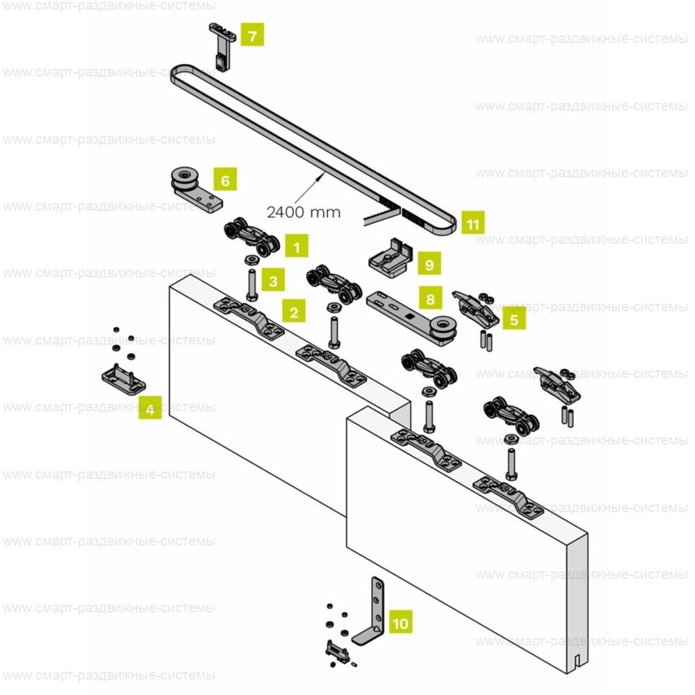 Комплект фурнитуры Krona Koblenz 0560-50/80/120 ширина полотна до 1000 мм
