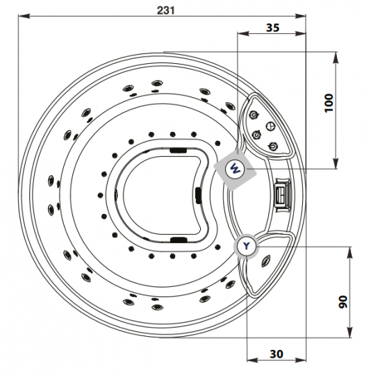 Гидромассажный СПА бассейн Albatros Pacific 231 231х231 схема 2