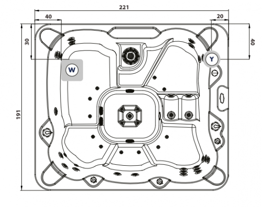 Гидромассажный СПА бассейн Albatros Cosmopolitan 222х191 схема 2