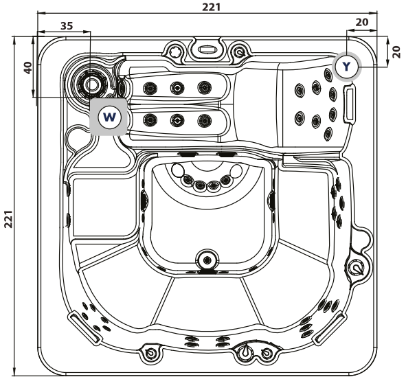 Гидромассажный СПА бассейн Albatros Ground 221х221 ФОТО