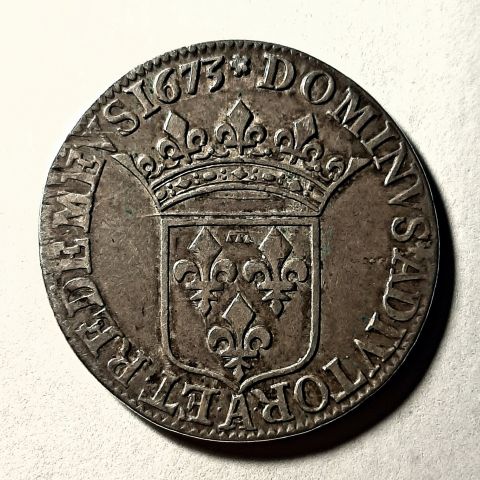 1/2 экю 1673 Домб RARE Франция AUNC