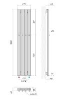 Полотенцесушитель водяной Broner Moot Long Bath MLBS.60.013.120.0000 профиль 30х60 130 мм схема 3