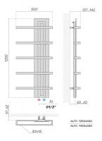 Полотенцесушитель водяной Broner Alto ALT.050.120.0000.R(R)/(L)  вертикальный 500 мм схема 4