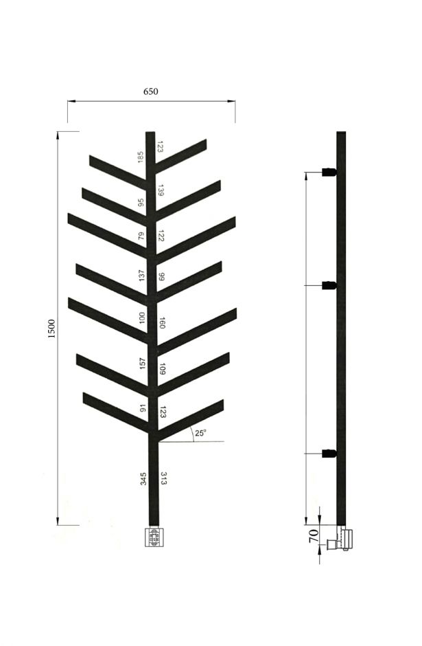 Полотенцесушитель электрический Broner Тайга 40х40 TG.EL.050.150.0000.R дизайнерский 500 мм ФОТО