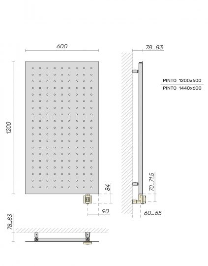 Полотенцесушитель дизайнерский Broner Pinto ALT.EL.060.120.0000.R электрический 600 мм схема 3