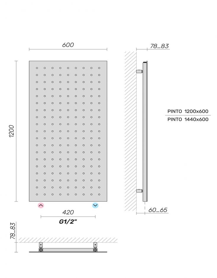Водяной полотенцесушитель Broner Pinto ALT.060.150.0000.R дизайнерский 600 мм ФОТО