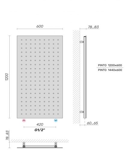 Водяной полотенцесушитель Broner Pinto ALT.060.150.0000.R дизайнерский 600 мм схема 3
