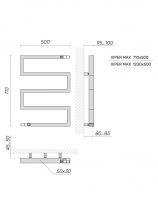 Полотенцесушитель водяной Broner Viper Max VPM.050.070.0000 вертикальный 500 мм схема 3