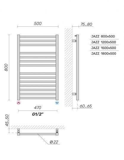 Полотенцесушитель водяной Broner Ramo RM.050.080.0000 на ГВС 500 мм схема 4