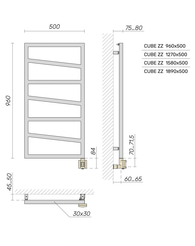 Электрический полотенцесушитель Broner Cube ZZ CZ. EL. 050.150.0000 дизайнерский 500 мм ФОТО