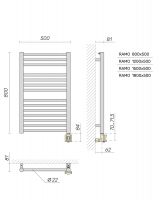 Электрический полотенцесушитель Broner Ramo RM.EL.050.150.0000 вертикальный 500 мм схема 4