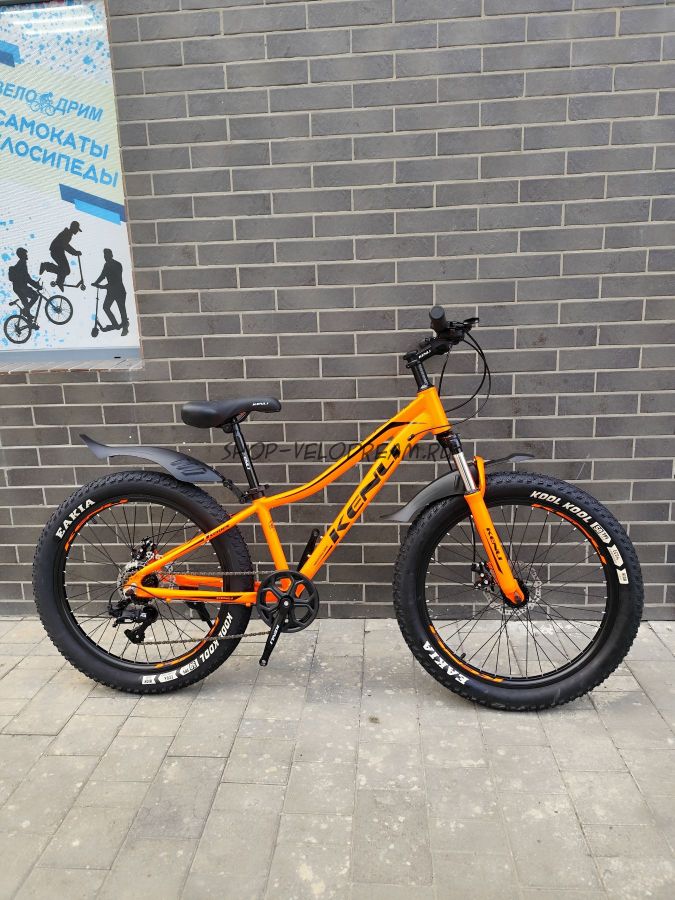 Велосипед 24" х 3.0" алюминиевый спицы детский полуфэт Kenli OR