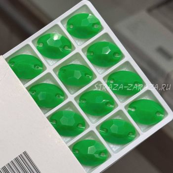 Глянцевые Пластиковые Пришивные Стразы Green Овал 13*18 мм