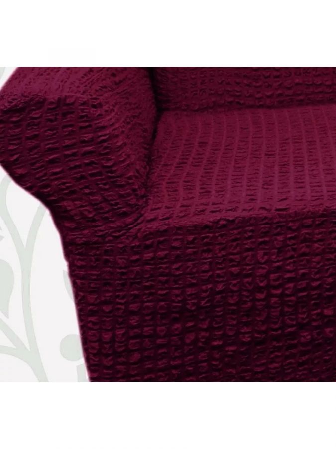 Чехол на угловой диван с оттоманкой левый угол,Бордовый