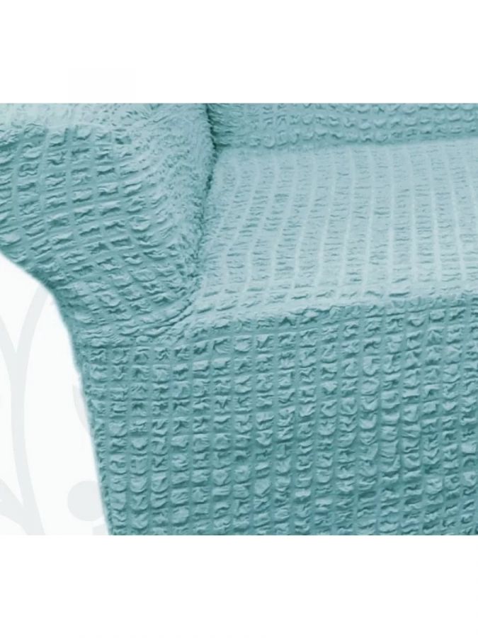 Чехол на угловой диван с оттоманкой левый угол,Морская волна