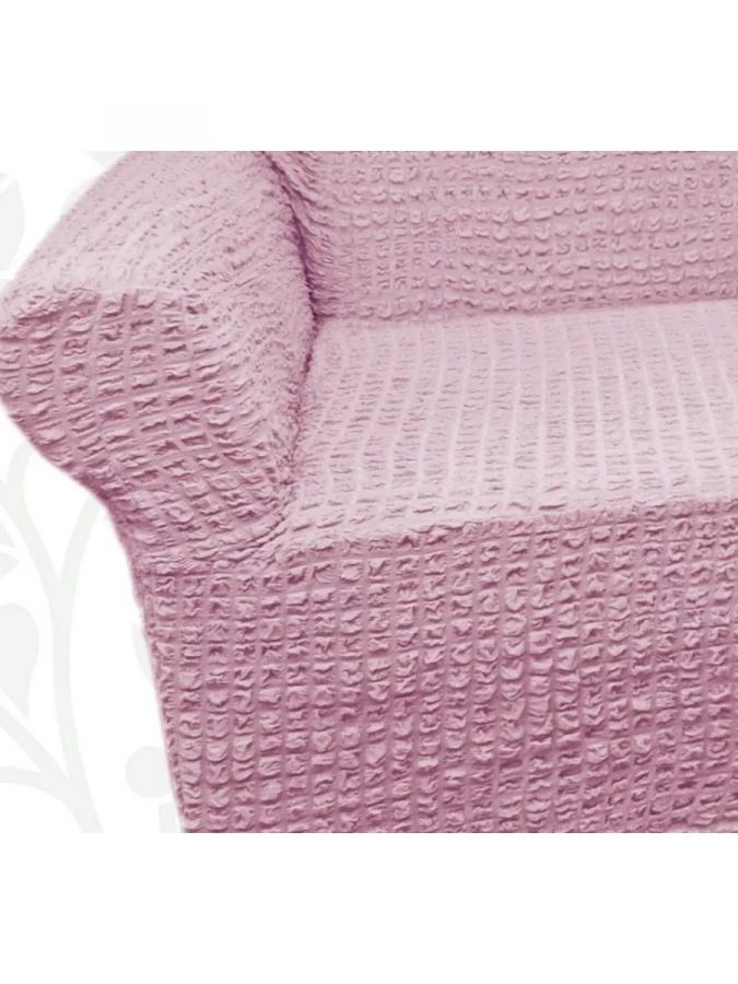 Чехол на угловой диван с оттоманкой левый угол,Пудра