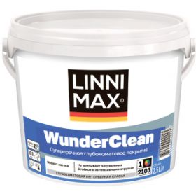 Краска Интерьерная Linnimax WunderClean 2.5л Глубокоматовая, Суперпрочная База 1 / Линнимакс.