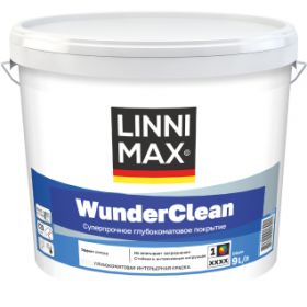Краска Интерьерная Linnimax WunderClean 9л Глубокоматовая, Суперпрочная База 1 / Линнимакс.