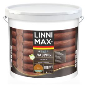 Лазурь для Дерева Linnimax Аква Лазурь 9л Тик для Внутренних и Наружных Работ / Линнимакс.