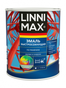 Эмаль Быстросохнущая по Ржавчине Linnimax Эмаль 0.75л База 1 для Внутренних и Наружных Работ / Линнимакс.