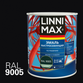 Эмаль Быстросохнущая по Ржавчине Linnimax Эмаль 0.75л Черный RAL 9005 для Внутренних и Наружных Работ / Линнимакс.