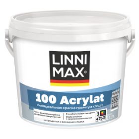 Краска Фасадная Linnimax 100 Acrylat 2,5л Белая, Универсальная База 1 / Линнимакс 100 Акрилат