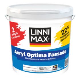 Краска Фасадная Linnimax Acryl Optima Fassade 11л Белая, Акриловая База 1 / Линнимакс Акрил Оптима Фассаде