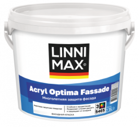 Краска Фасадная Linnimax Acryl Optima Fassade 2,35л Белая, Акриловая База 3 / Линнимакс Акрил Оптима Фассаде