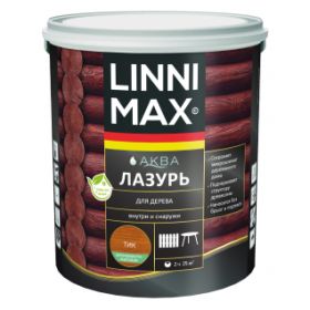 Лазурь для Дерева Linnimax Аква Лазурь 2.5л Тик для Внутренних и Наружных Работ / Линнимакс
