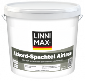 Шпатлевка Финишная Акриловая Linnimax Akkord-Spachtel Airless Белая 25кг для Внутренних Работ / Линнимакс Аккорд-Шпахтель Эйрлесс