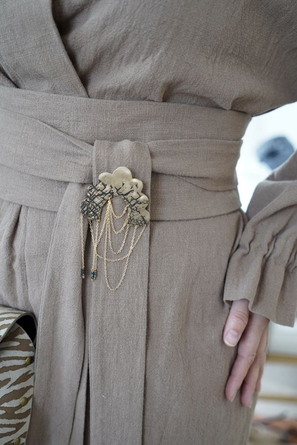 Жакет кимоно из крапивы мокко с регулируемыми рукавами