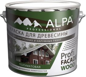 Краска для Деревянных Фасадов Alpa Profi Facade Wood 9л Белая, Полуматовая, Акриловая, Суперэластичная / Альпа