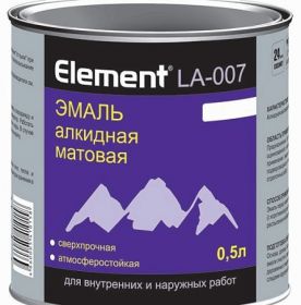 Эмаль Алкидная Alpa Element LA-007 0.5л Белая, Матовая, Сверхпрочная, Атмосферостойкая