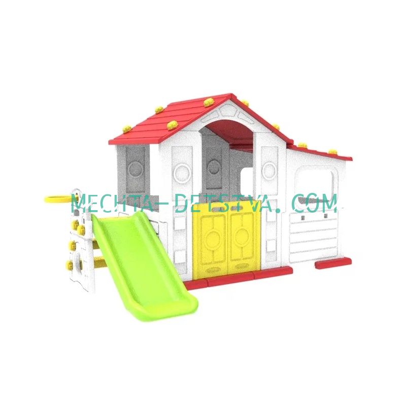 Игровой домик Toy Monarch с пристройкой, горкой и баскетбольным кольцом CHD-506