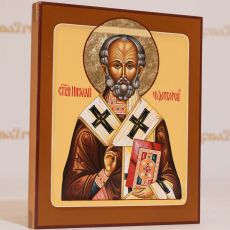 Николай Чудотворец 17х21 см (рукописная икона с ковчегом, нимб-сусальное золото)