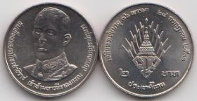 Таиланд 2 бата "36 лет со дня рождения Рамы Х" 1988 год UNC