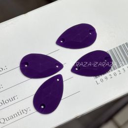 Матовые Пластиковые Пришивные Стразы Purple Капля 17*28 мм